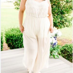 Chic Soul Boho Ivory Jumpsuit 3XL Hippie Coastal